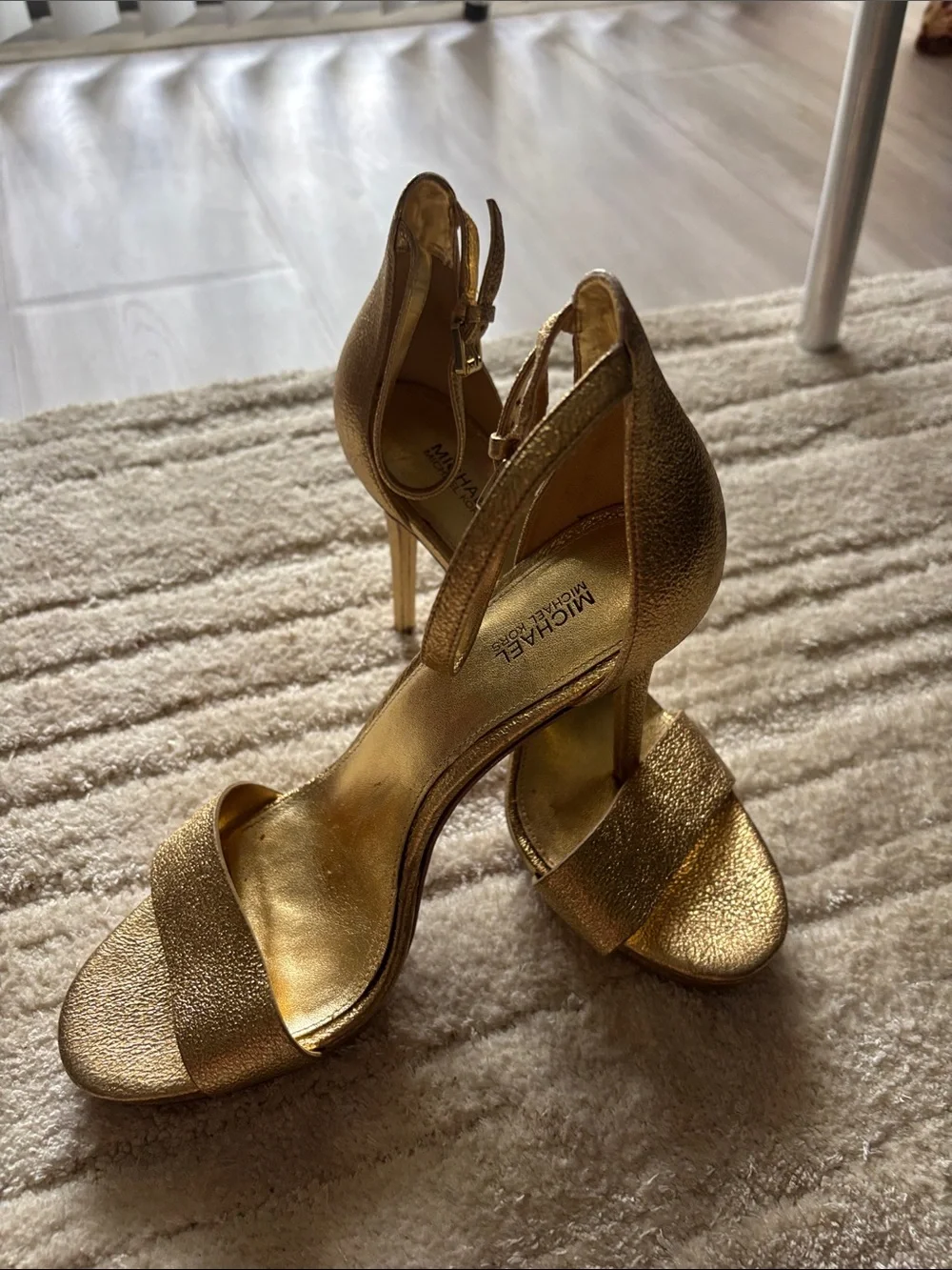 Michael Kors Metallic Gold Ankle-Strap Heels